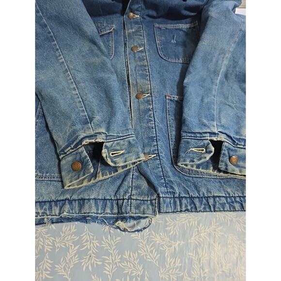 VTG Wrangler Big Ben Mens Barn Chore Coat Corduroy Collar Lined Distressed U.S.A - Picture 8 of 16